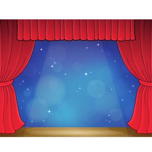 A cartoon version of a theatre curtain