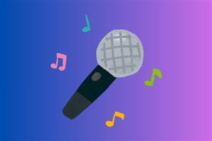 microphone graphic with music notes