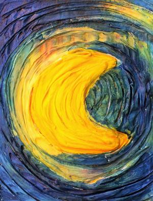 puffy paint of moon over dark sky